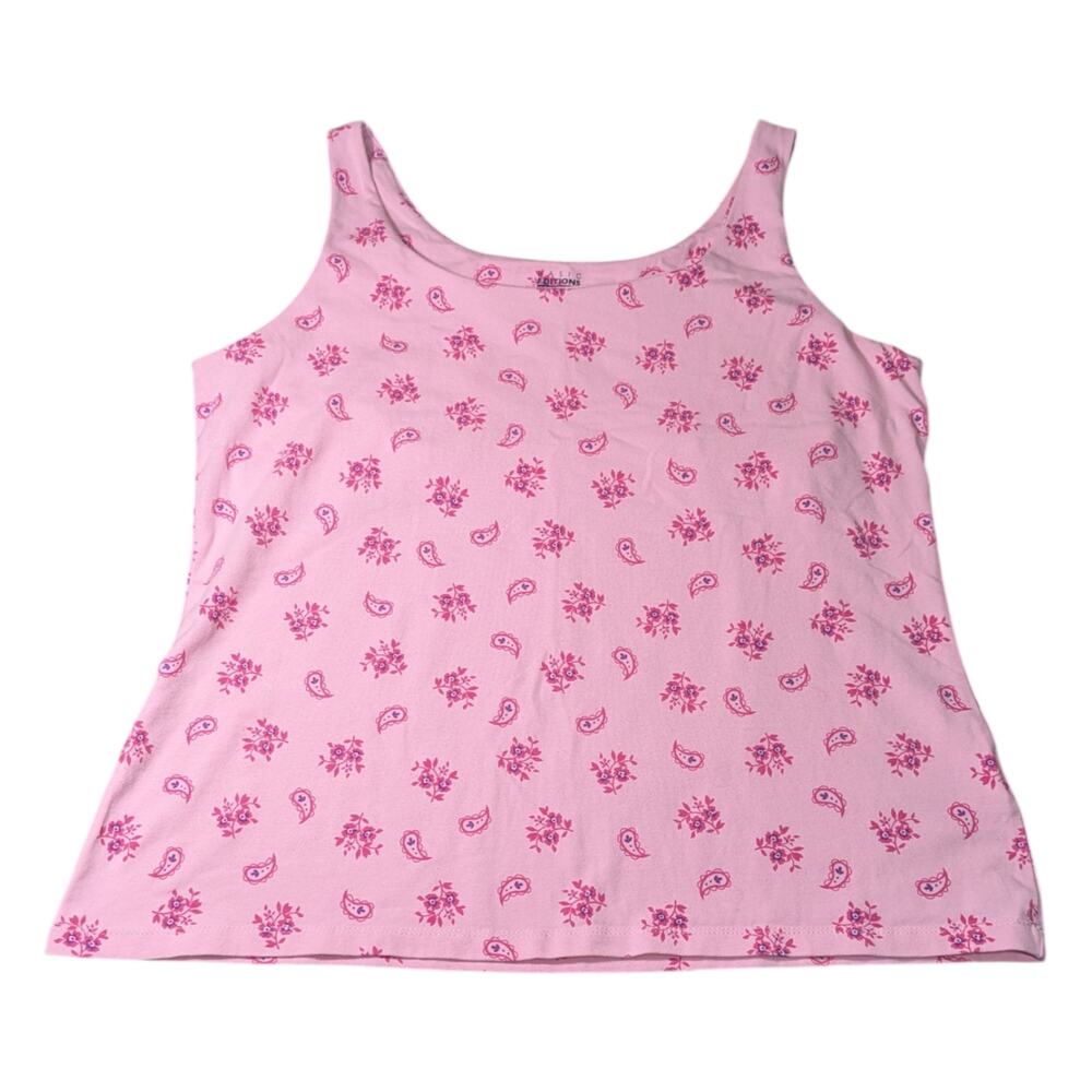 Basic Editions Pink Paisley Print Tank Top Size XL